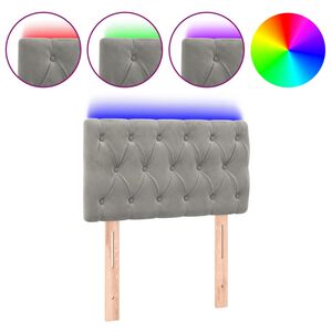 vidaXL Zagł&oacute;wek do ł&oacute;żka z LED, jasnoszary, 80x7x78/88 cm, aksamit