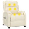 vidaXL Podnoszony fotel masujący, kremowy, obity sztuczną skórą