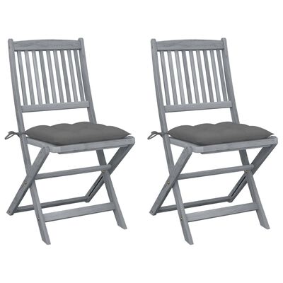vidaXL Składane krzesła ogrodowe z poduszkami, 2 szt., akacjowe