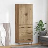 vidaXL Highboard 2 pcs Dąb rzemieślniczy Drewno inżynieryjne i szkło