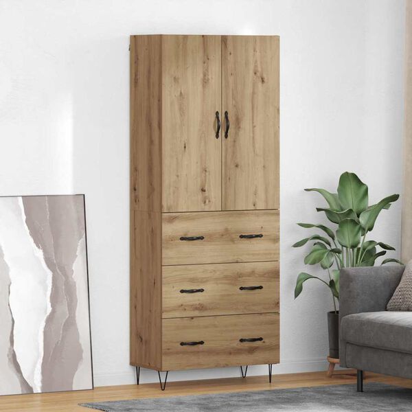 vidaXL Highboard 2 pcs Dąb rzemieślniczy Drewno inżynieryjne i szkło