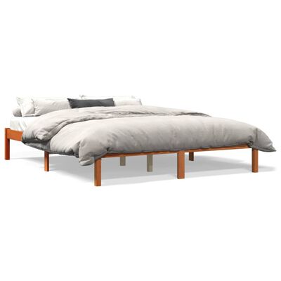 vidaXL Rama łóżka, woskowy brąz, 150x200 cm, lite drewno sosnowe