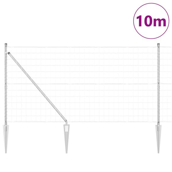 vidaXL Ogrodzenie z słupkiem Srebrny 1,4 x 10 m Stal