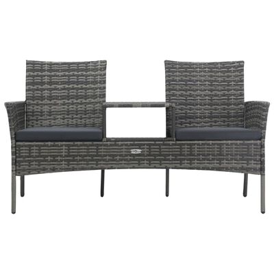 vidaXL Dwuosobowa sofa ogrodowa ze stolikiem, polirattan, antracyt