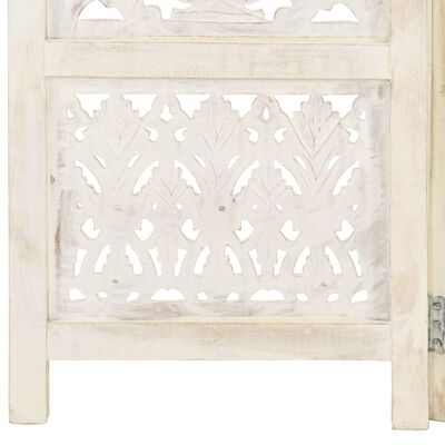 vidaXL Parawan 5-panelowy, rzeźbiony, biały, 200x165 cm, drewno mango