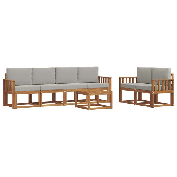 vidaXL Zestaw sof na zewnątrz z poduszką 7 pcs Naturalny i Jasny Szary