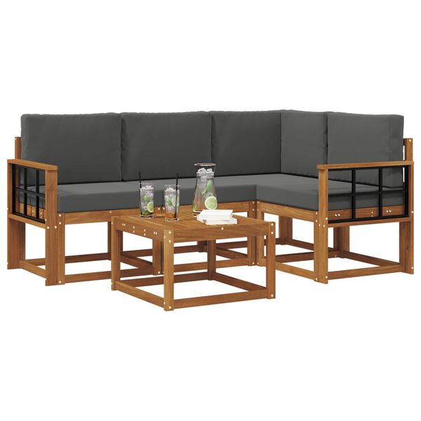 vidaXL Zestaw sof na zewnątrz z poduszką 5 pcs Naturalny i Antracytowy