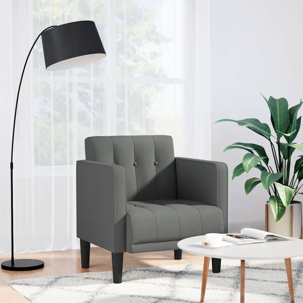 vidaXL Sofa Fotel z Podłokietnikami Ciemnoszary 53 cm Tkanina
