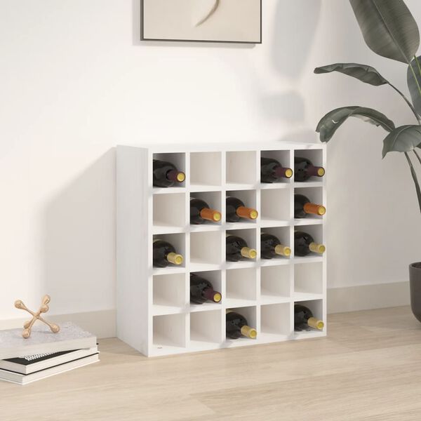 vidaXL Szafka na wino biała 56x25x56 cm lite drewno sosnowe