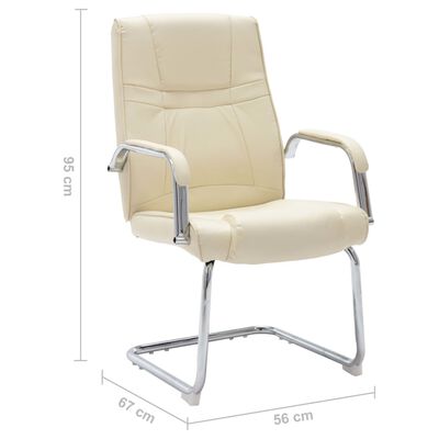 vidaXL Krzesło biurowe, wspornikowe, kremowe, sztuczna skóra