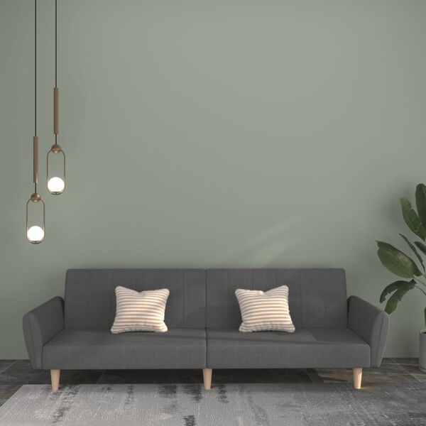 vidaXL Rozkładana kanapa 2-osobowa, jasnoszara, tapicerowana tkaniną