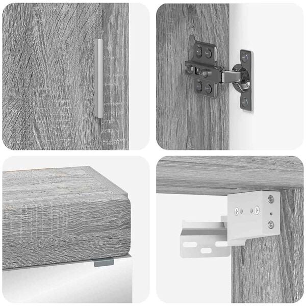 vidaXL Zestaw mebli łazienkowych z p&oacute;łką z drzwiami TULUM Szary Sonoma