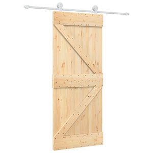 vidaXL Drzwi przesuwne 85 x 210 cm Lite Drewno Sosnowe (Nieobrobione)