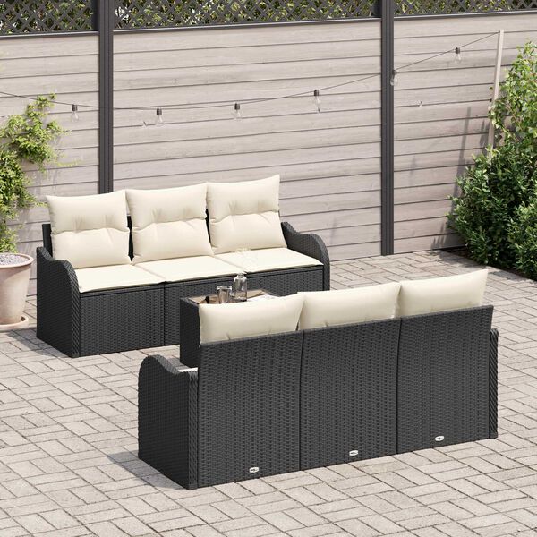 vidaXL Zestaw Sof na Ogr&oacute;d Czarny 55 x 55 x 37 cm polirattan