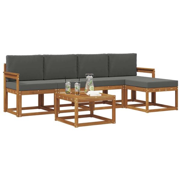 vidaXL Zestaw sof na zewnątrz z poduszką 6 pcs Naturalny i Antracytowy