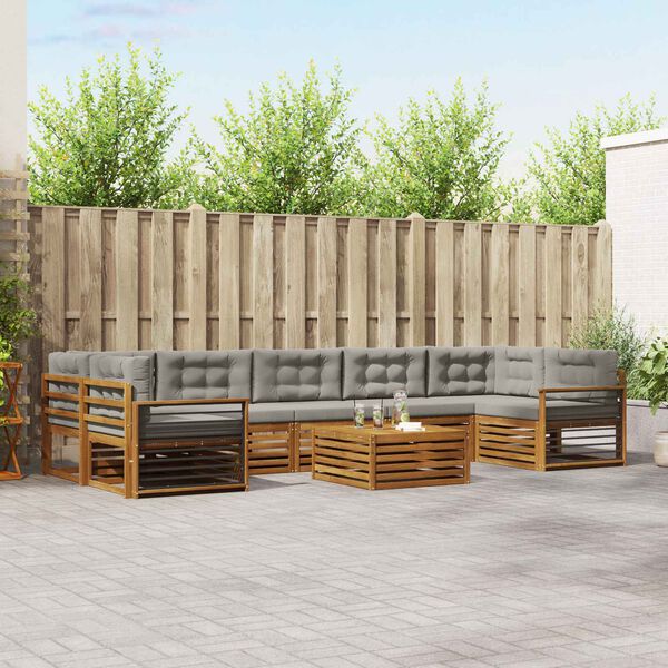 vidaXL Zestaw sof na zewnątrz z poduszką 8 pcs Naturalny i Jasny Szary