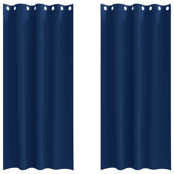 vidaXL Firany blackout z k&oacute;łkami 2 pcs Ciemnoniebieski 225 x 140 cm