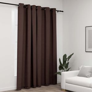vidaXL Zasłona stylizowana na lnianą, z przelotkami, taupe, 290x245 cm