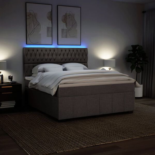 vidaXL Ł&oacute;żko kontynentalne z materacem, taupe, tkanina, 180x200 cm