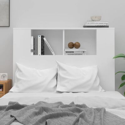 vidaXL Wezgłowie łóżka z półkami, białe, 100x18,5x104,5 cm
