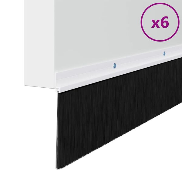 vidaXL Uszczelki z szczotką do drzwi na zatrzask 6 pcs Biały 100 cm