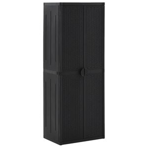 vidaXL Szafa ogrodowa, czarna, 65x45x172 cm, rattan PP