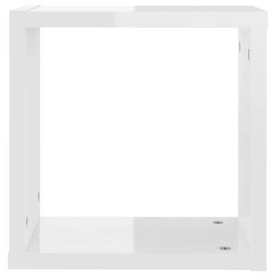 vidaXL Półki ścienne kostki, 2 szt., białe, wysoki połysk, 30x15x30 cm