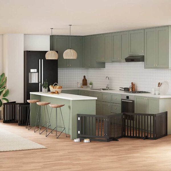 vidaXL Składana bramka dla psa, z drzwiami, 10 paneli, czarna, 800 cm