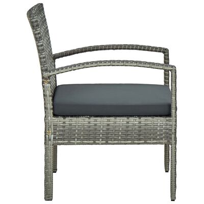 vidaXL Krzesło ogrodowe z poduszką, polirattan, szare