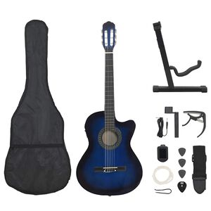 vidaXL 12-cz. zestaw z gitarą westernową, 6 strun, equalizer niebieska