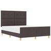 vidaXL Ramka ł&oacute;żka Z zagł&oacute;wkiem ciemnobrązowy 140 x 190 cm tkanina
