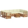 vidaXL Zestawy sof 10 pcs Naturalny i Kremowy Lite Drewno Akacji