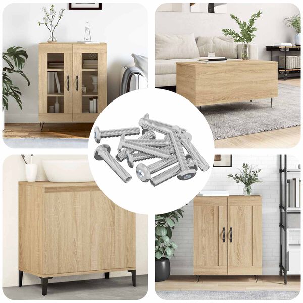 vidaXL Śruba Zablokowująca Gładki 12 pcs Srebrny M6 x 30 mm Stal