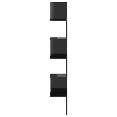 vidaXL Narożna półka ścienna, czarna, wysoki połysk, 20x20x127,5 cm