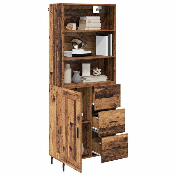 vidaXL Highboard z szufladą Stare drewno 69,5 x 34 x 180 cm