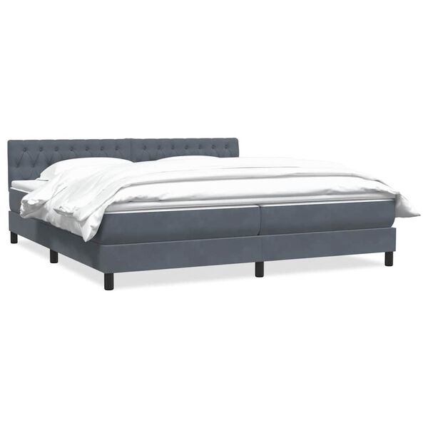vidaXL Ł&oacute;żko typu Box Spring z materacem Ciemnoszary 180x220cm Aksamit
