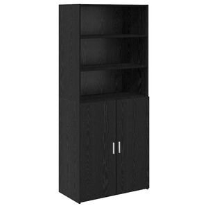 vidaXL Highboard Czarny Dąb 80 x 42,5 x 185 cm Materiał drewnopochodny