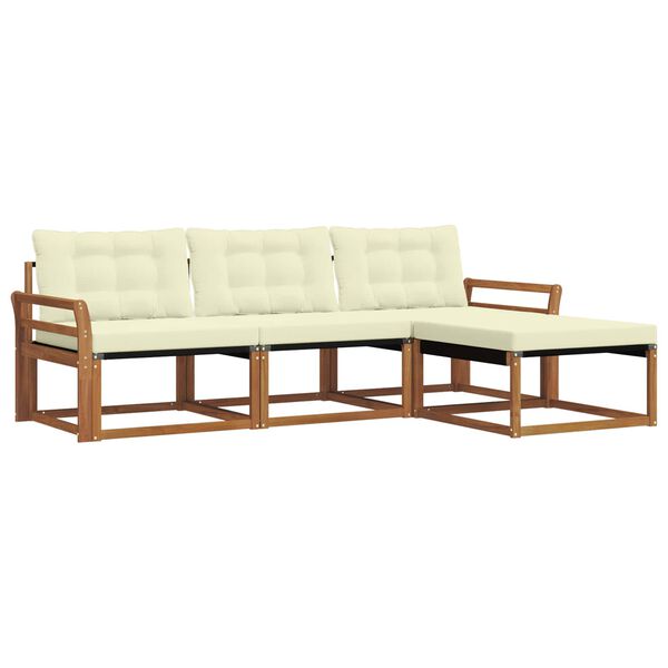 vidaXL Zestaw sof na zewnątrz z poduszką 4 pcs Naturalny i Kremowy