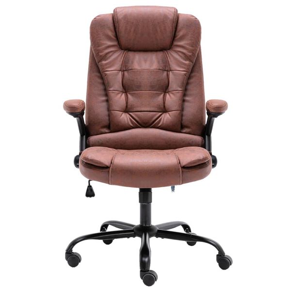 vidaXL Krzesło biurowe, jasnobrązowe, obite sztuczną sk&oacute;rą zamszową