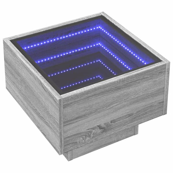 vidaXL Stolik nocny z LED Infinity, szary dąb sonoma, 40x40x30 cm