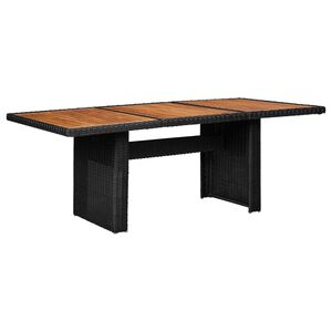 vidaXL St&oacute;ł ogrodowy, czarny, 200x100x74 cm, rattan PE