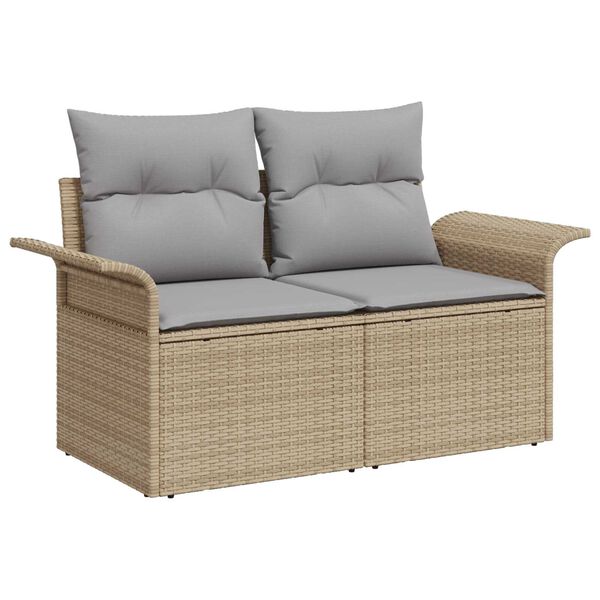 vidaXL Zestaw Sof na Ogr&oacute;d z poduszką 7 pcs Beżowy Rattan poli