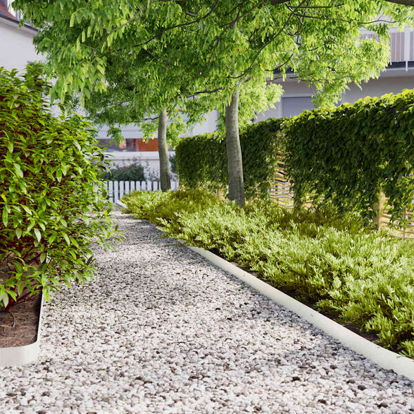 vidaXL Obrzeża trawnikowe 50 szt. Białe Stal walcowana na zimno