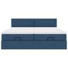vidaXL Rama ł&oacute;żka otomana z materacami, niebieska, 160x200 cm, tkanina