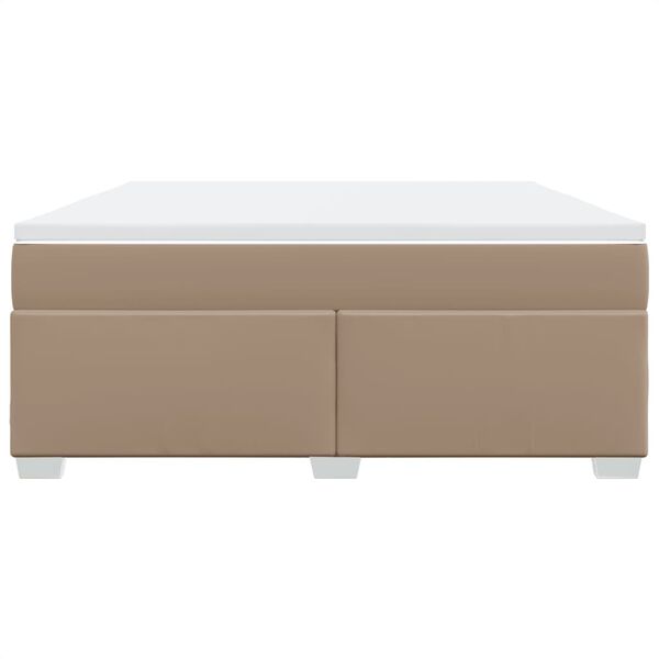 vidaXL Ł&oacute;żko kontynentalne z materacem, cappuccino ekosk&oacute;ra 180x200 cm