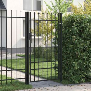 vidaXL Brama ogrodzeniowa BOXTEL pojedyncza z kolcem, stalowa, 1x1,75 m, czarna