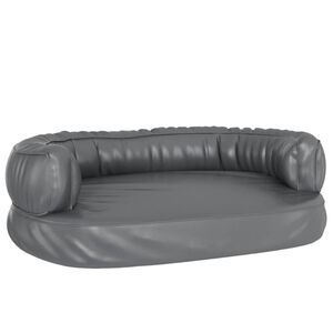 vidaXL Ergonomiczne legowisko dla psa, szare, 60x42 cm, sztuczna sk&oacute;ra