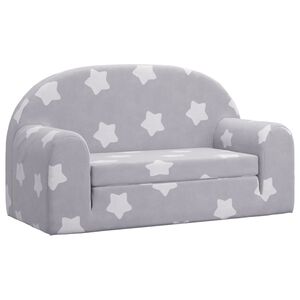 vidaXL 2-os. sofa dla dzieci, rozkładana, szara w gwiazdki, plusz