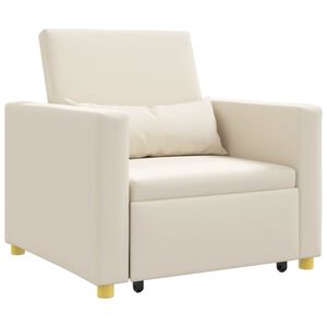 vidaXL Rozkładana sofa jednoosobowa Kremowy biały 90 x 165 x 87 cm