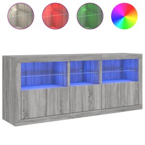 vidaXL Szafka z oświetleniem LED, szary dąb sonoma, 162x37x67 cm